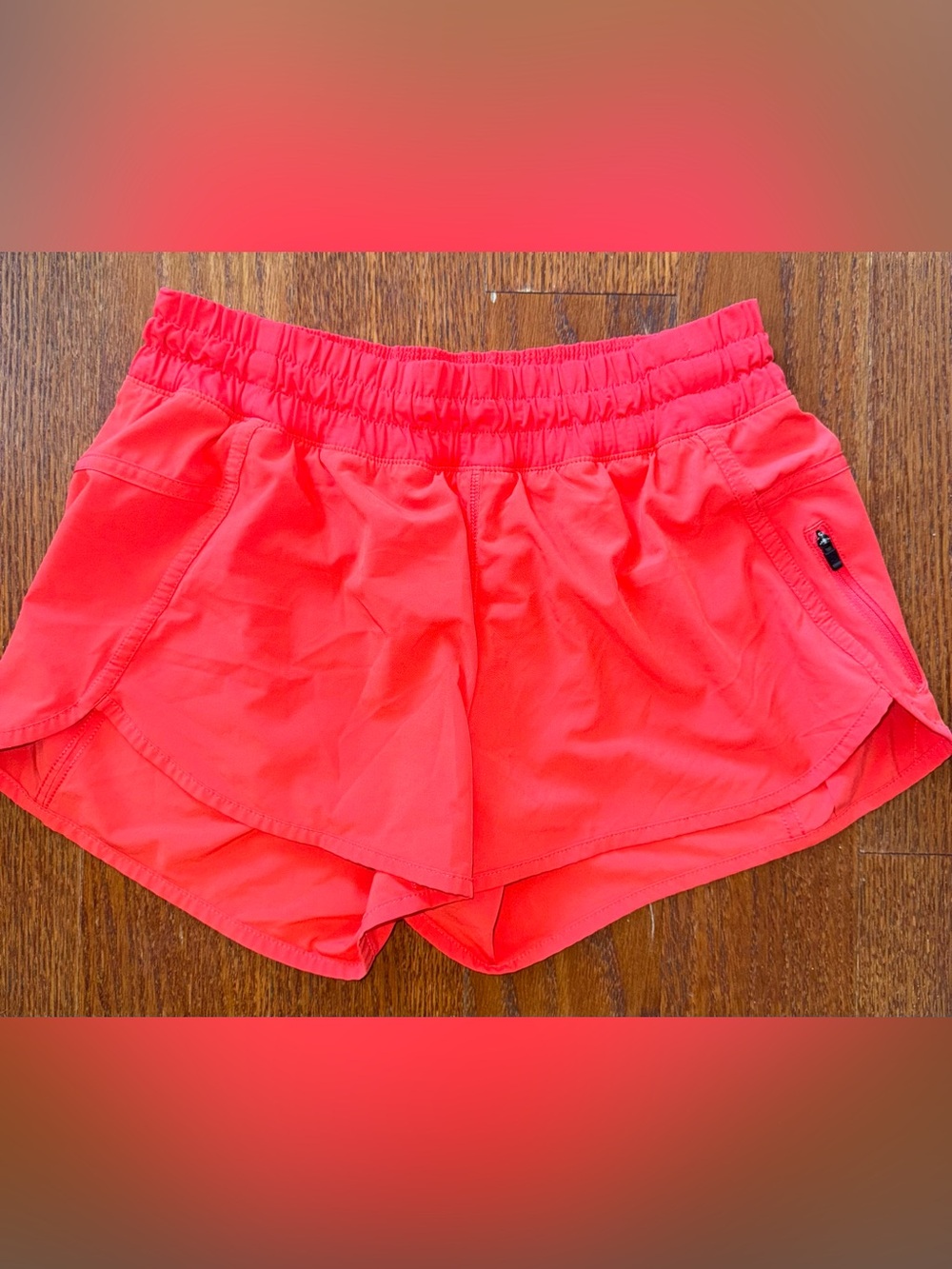 lululemon athletica Neon Coral Run Shorts